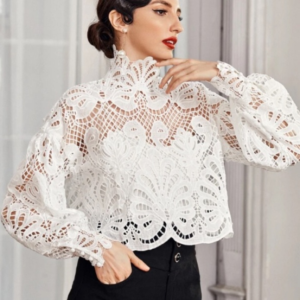 White Crochet Lace Top